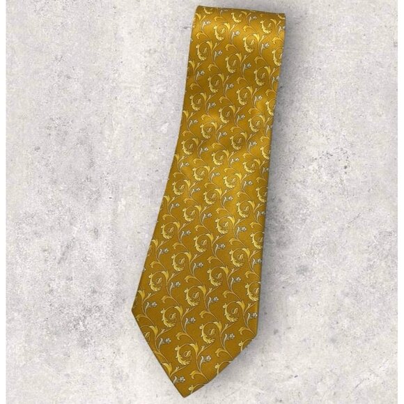 ESCADA Silk Tie ITALY Gold Baroque W:3.6" EUC - Picture 1 of 6